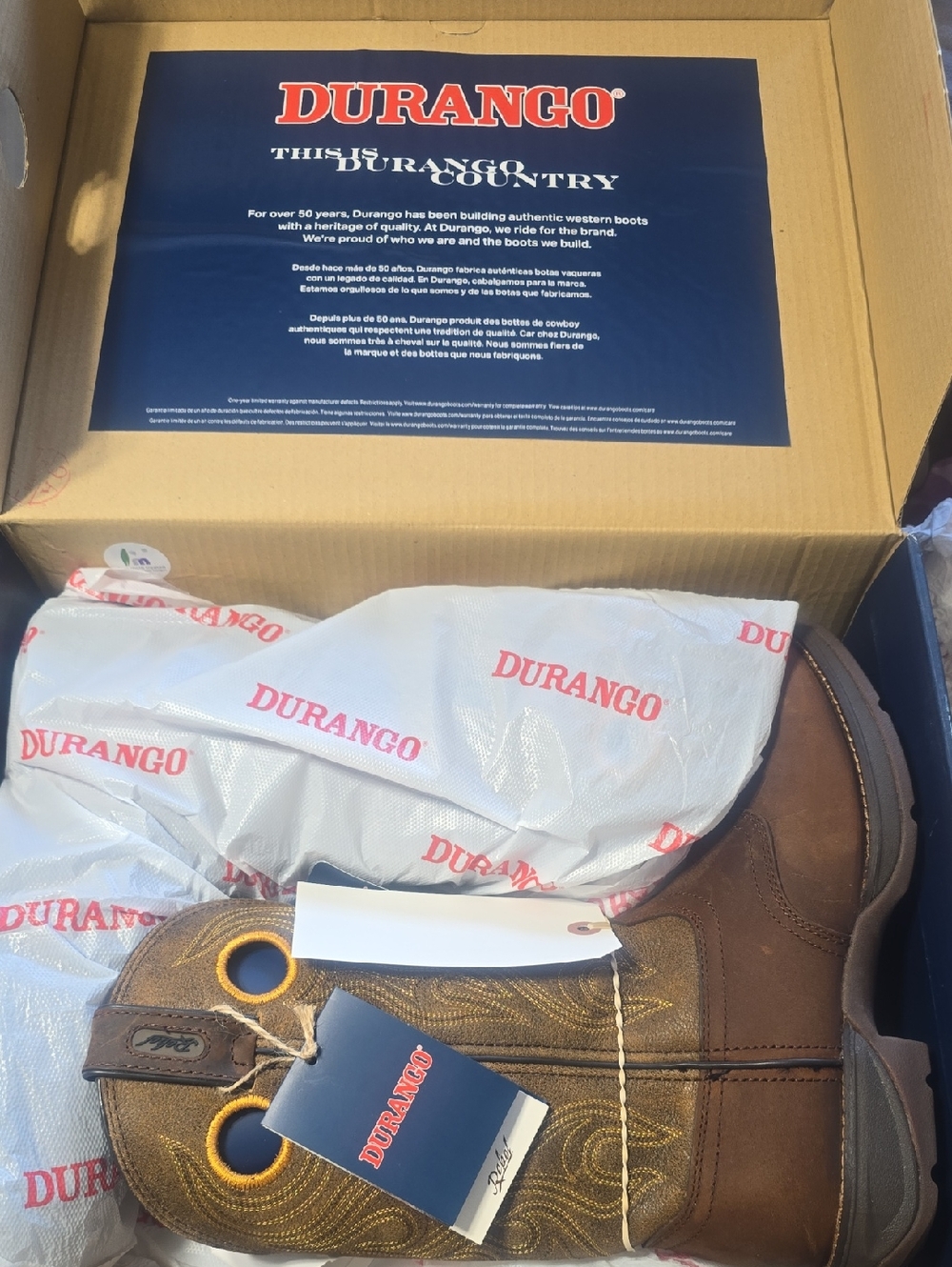 Durango Brown and Gold Western Work Boots